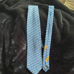 Ermenegildo Zegna Blue Geometric Pattern Tie